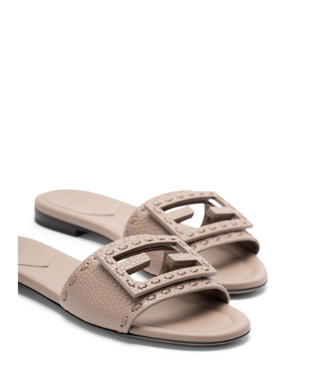 FENDI Серые кожаные сандалии, фото 5