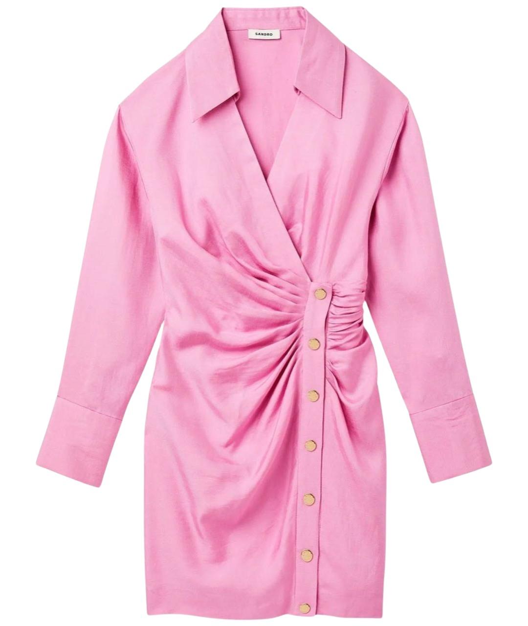 SANDRO Розовое вискозное повседневное платье, фото 1