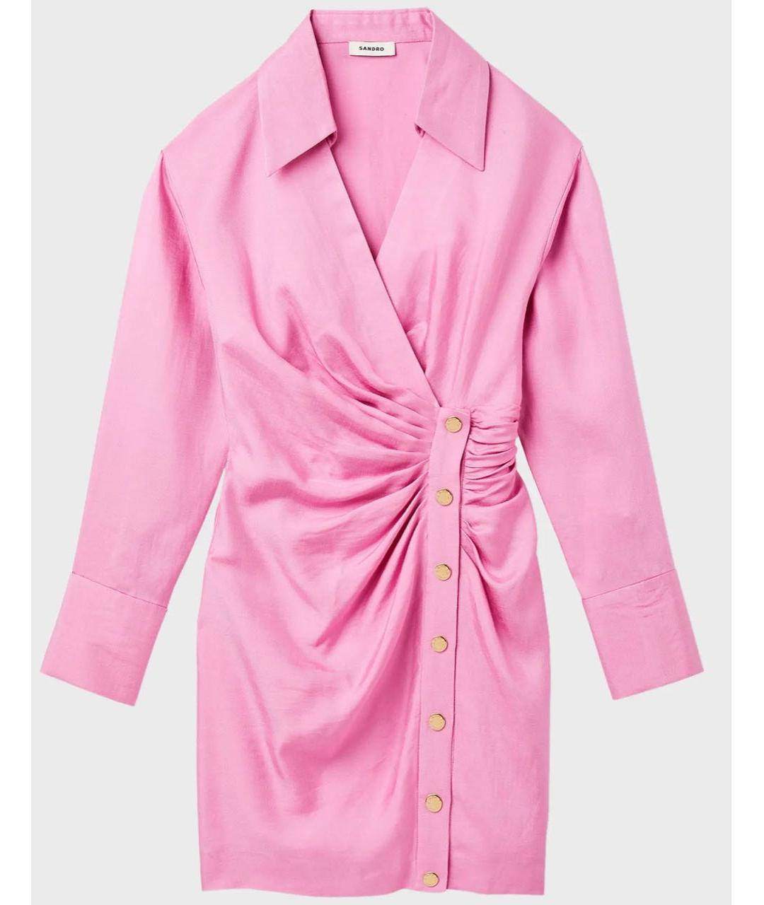 SANDRO Розовое вискозное повседневное платье, фото 9