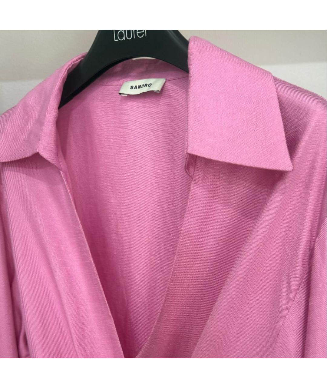 SANDRO Розовое вискозное повседневное платье, фото 4