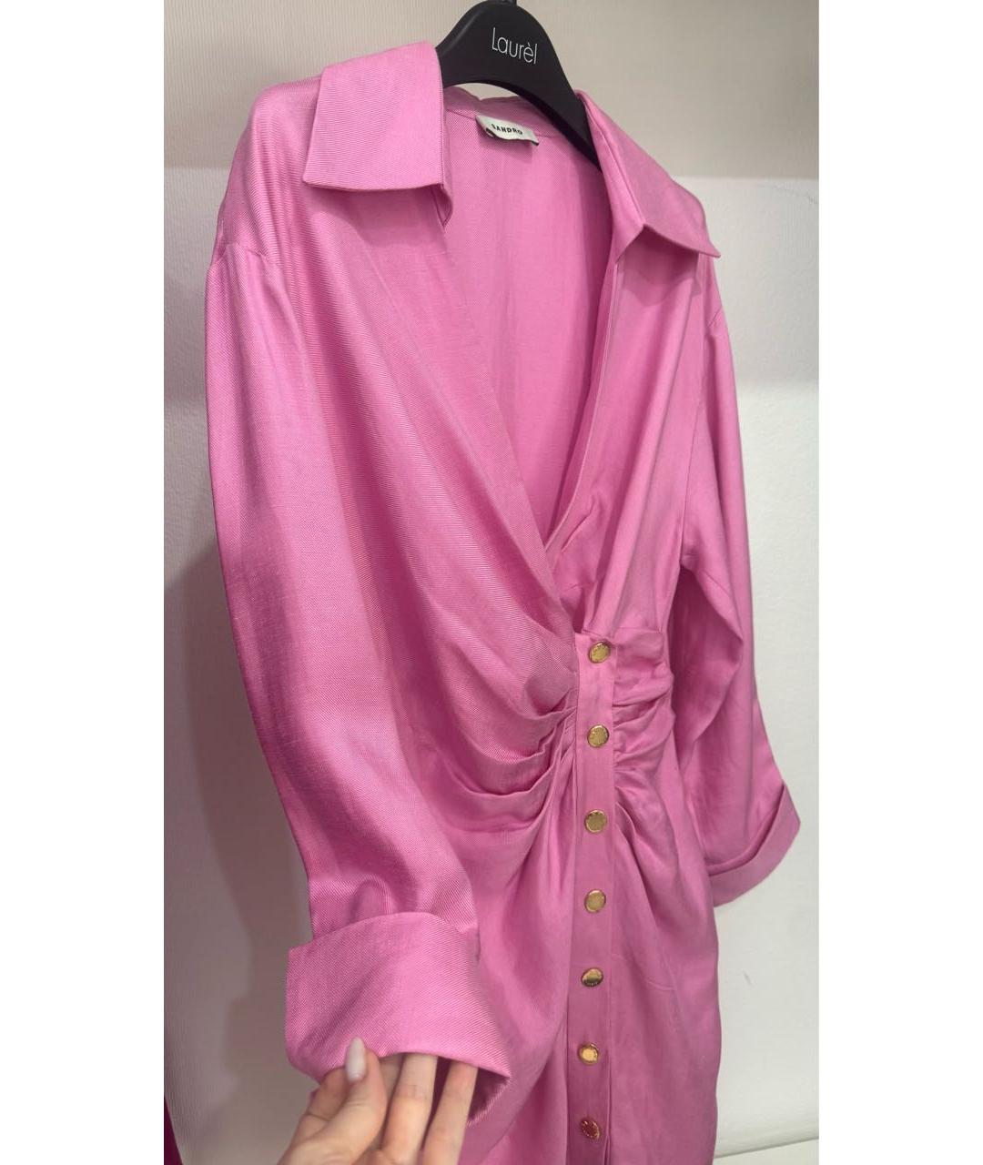 SANDRO Розовое вискозное повседневное платье, фото 3