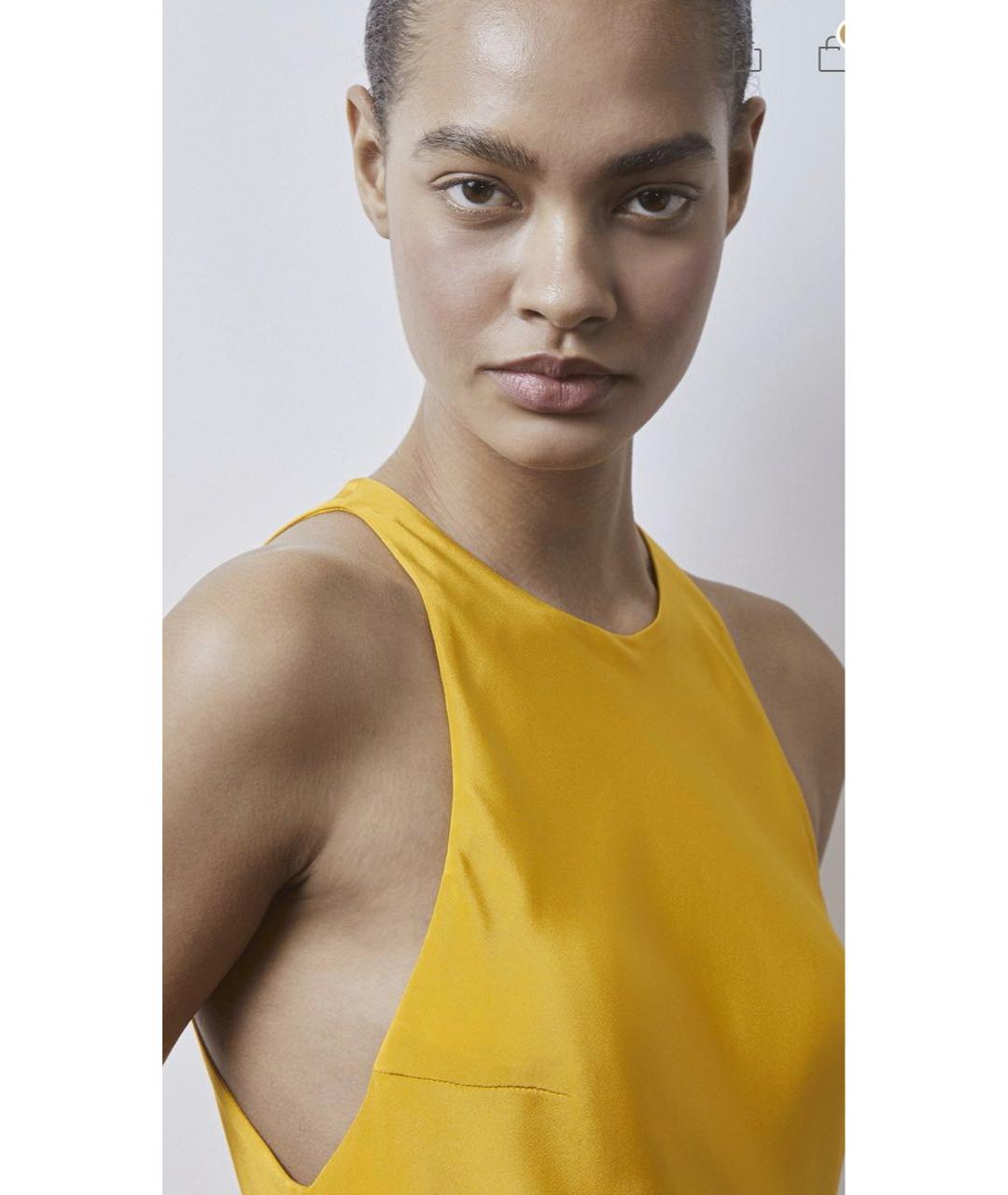 12 STOREEZ Желтое шелковое повседневное платье, фото 3