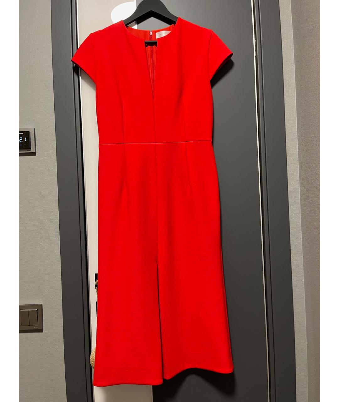 VICTORIA BECKHAM Красное шерстяное коктейльное платье, фото 2
