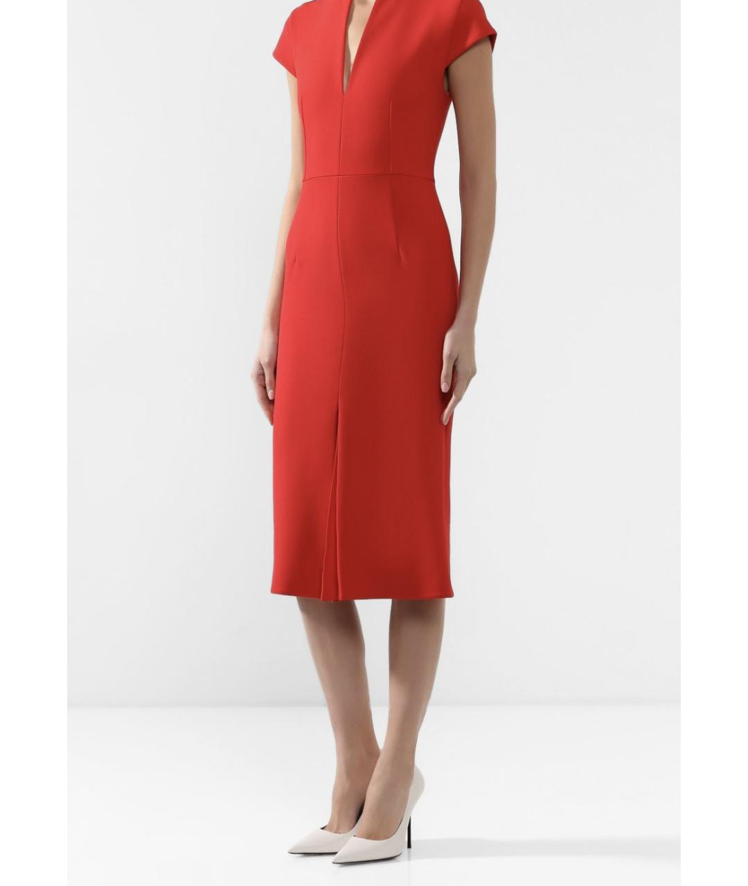 VICTORIA BECKHAM Красное шерстяное коктейльное платье, фото 2