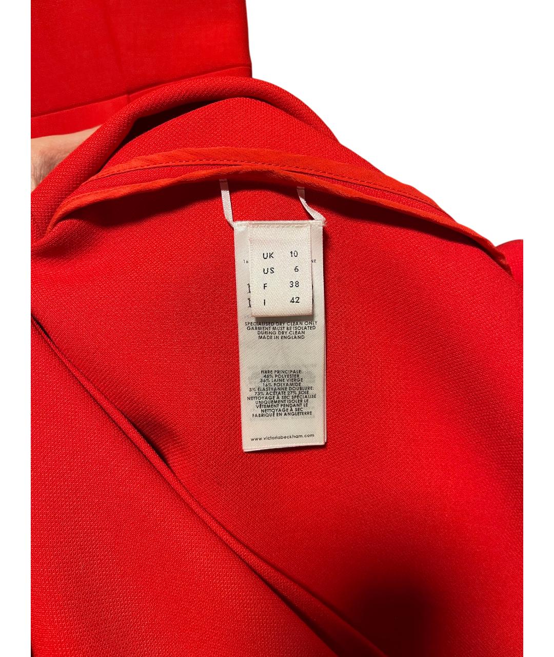 VICTORIA BECKHAM Красное шерстяное коктейльное платье, фото 7