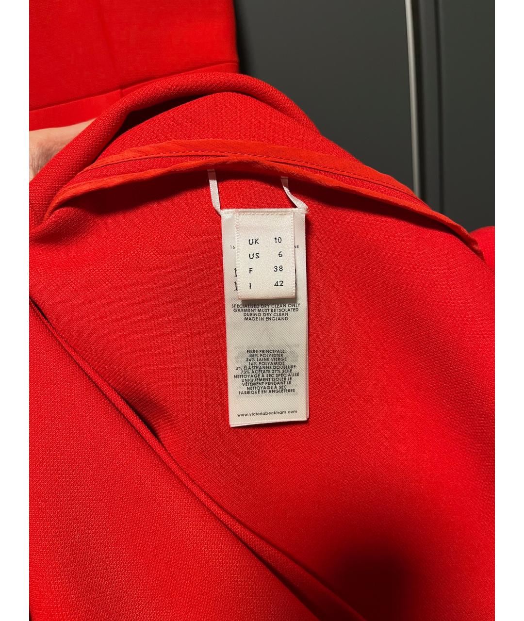 VICTORIA BECKHAM Красное шерстяное коктейльное платье, фото 5