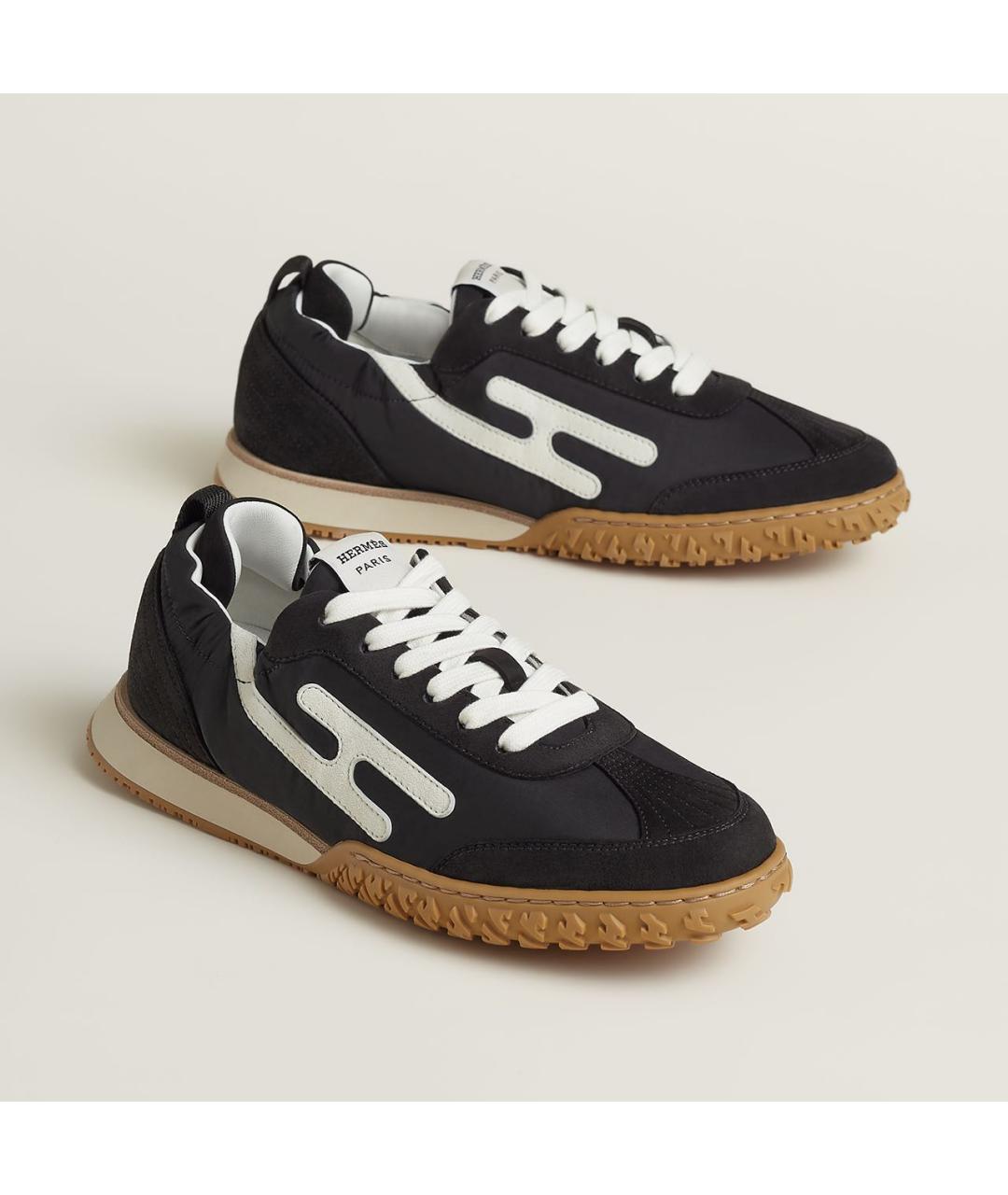 HERMES Черные текстильные кроссовки, фото 2