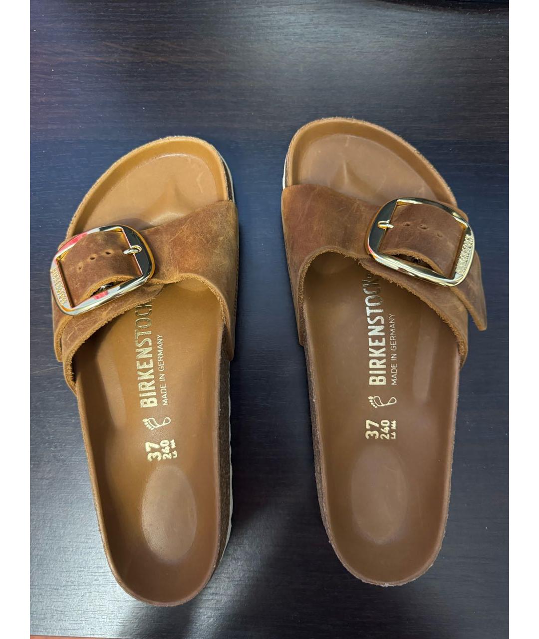 BIRKENSTOCK Коричневые кожаные шлепанцы, фото 8