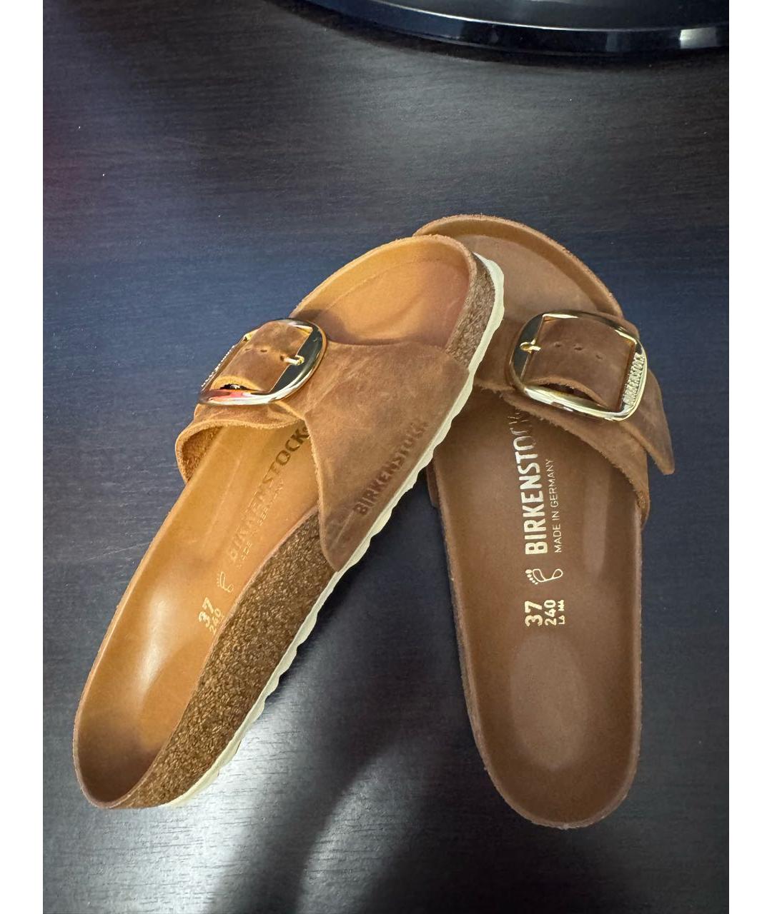 BIRKENSTOCK Коричневые кожаные шлепанцы, фото 7