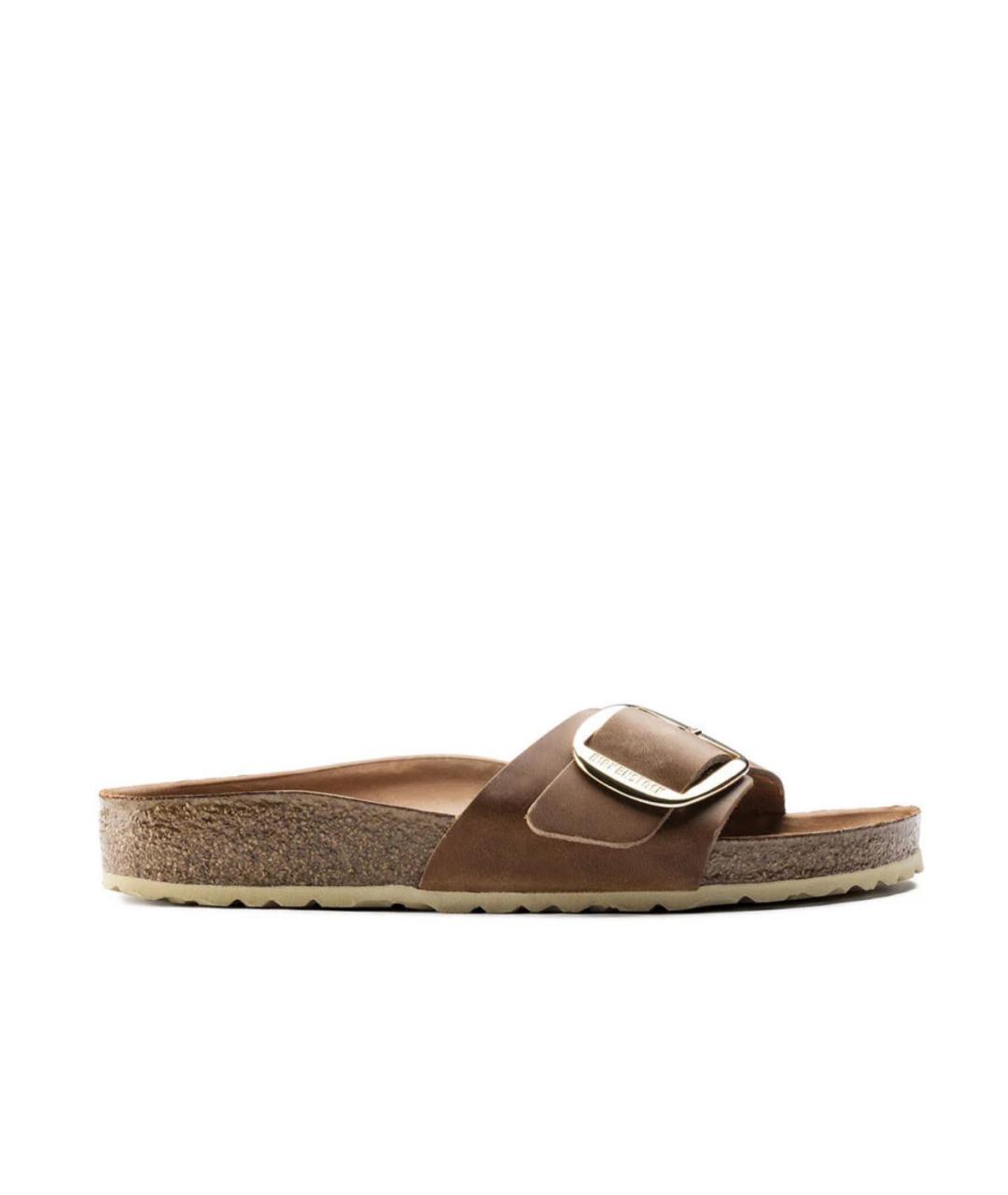 BIRKENSTOCK Коричневые кожаные шлепанцы, фото 1