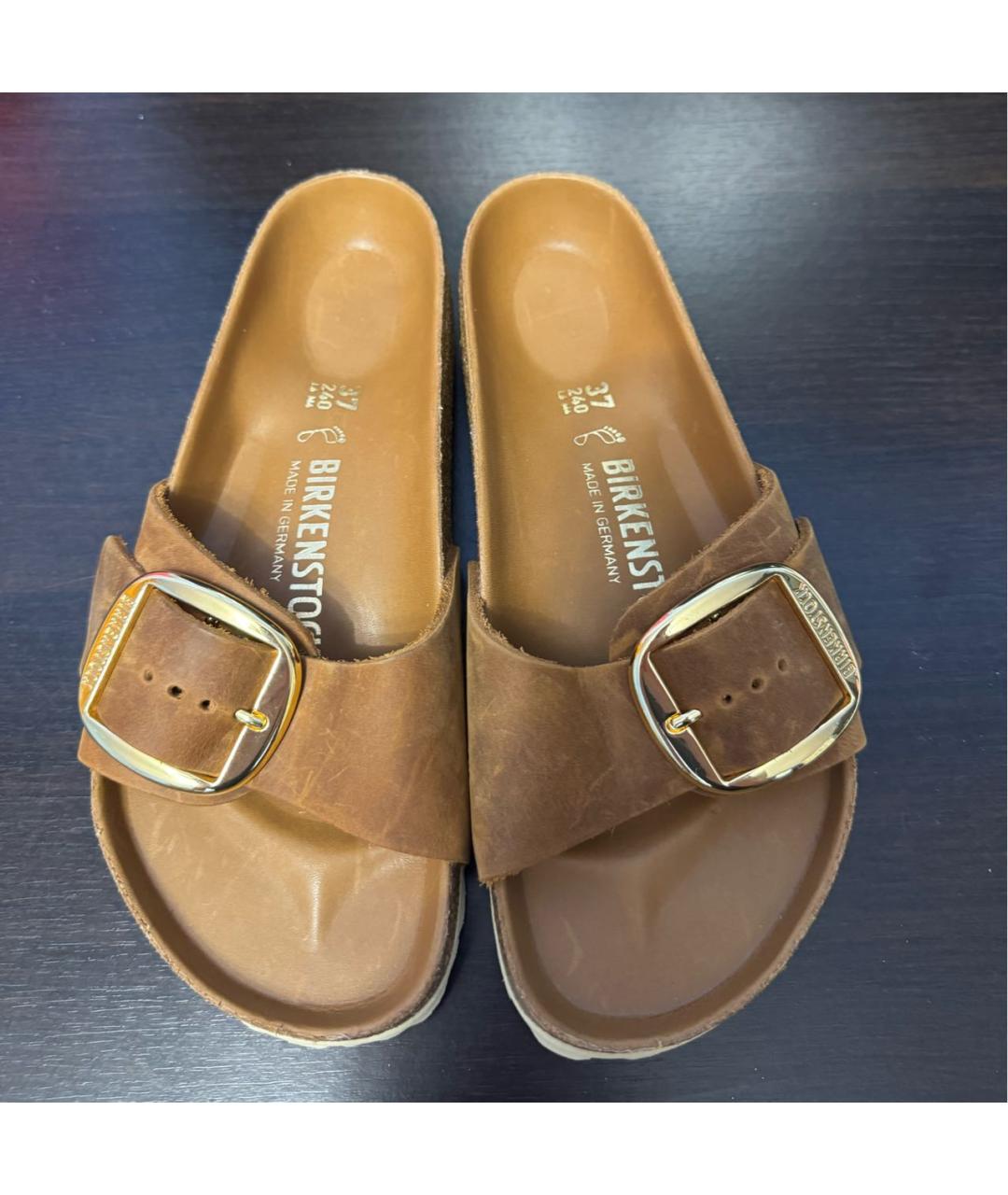 BIRKENSTOCK Коричневые кожаные шлепанцы, фото 2