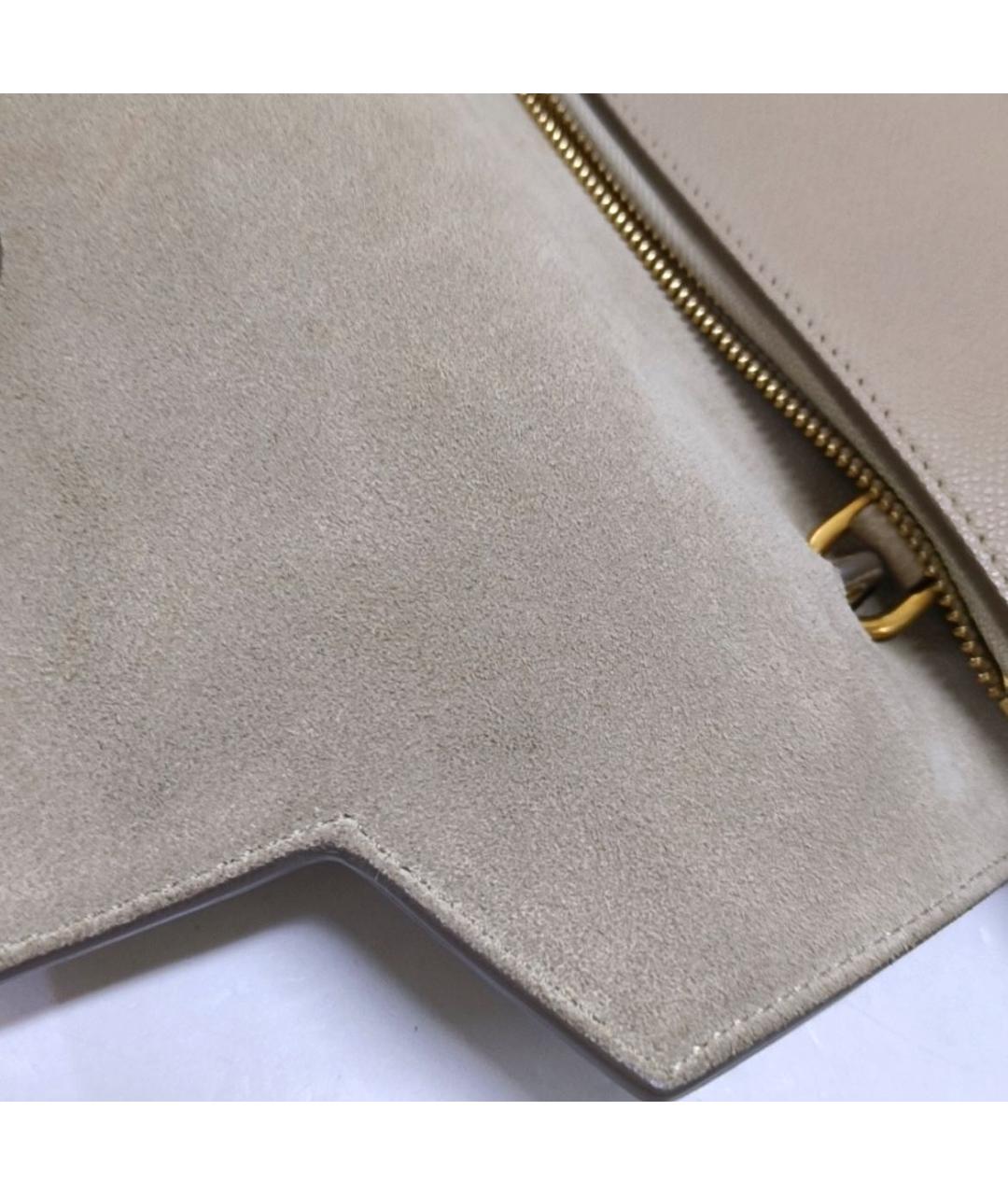 CELINE Бежевая кожаная сумка через плечо, фото 4