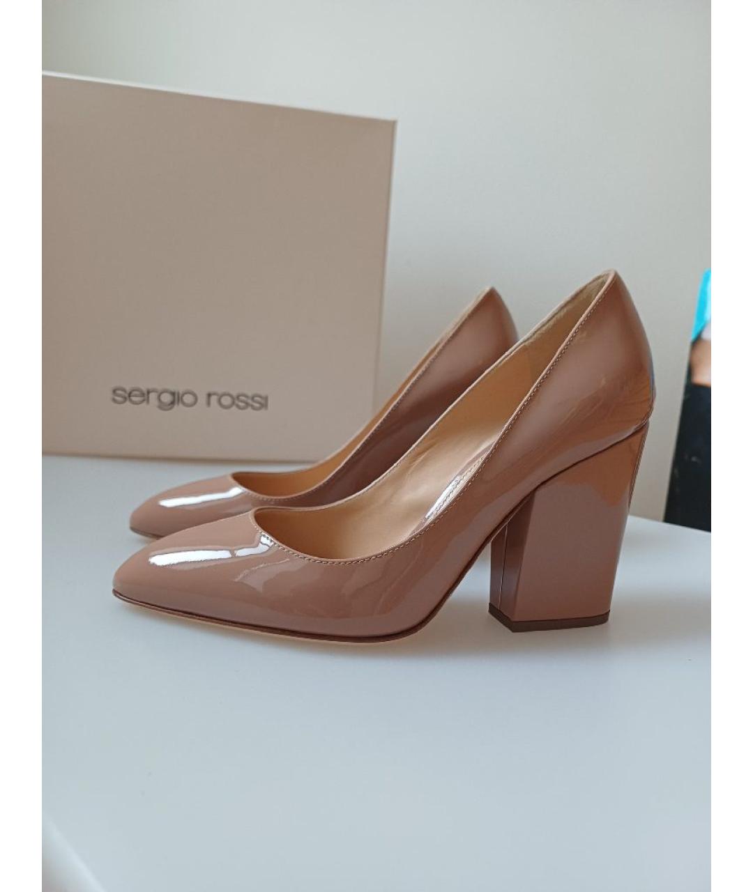 SERGIO ROSSI Коричневые туфли из лакированной кожи, фото 3