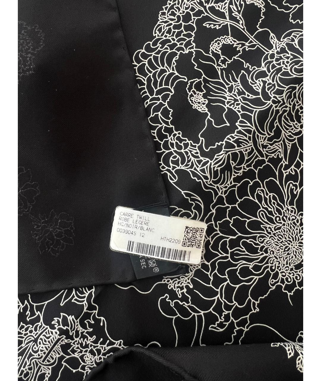 HERMES Черный шелковый платок, фото 5