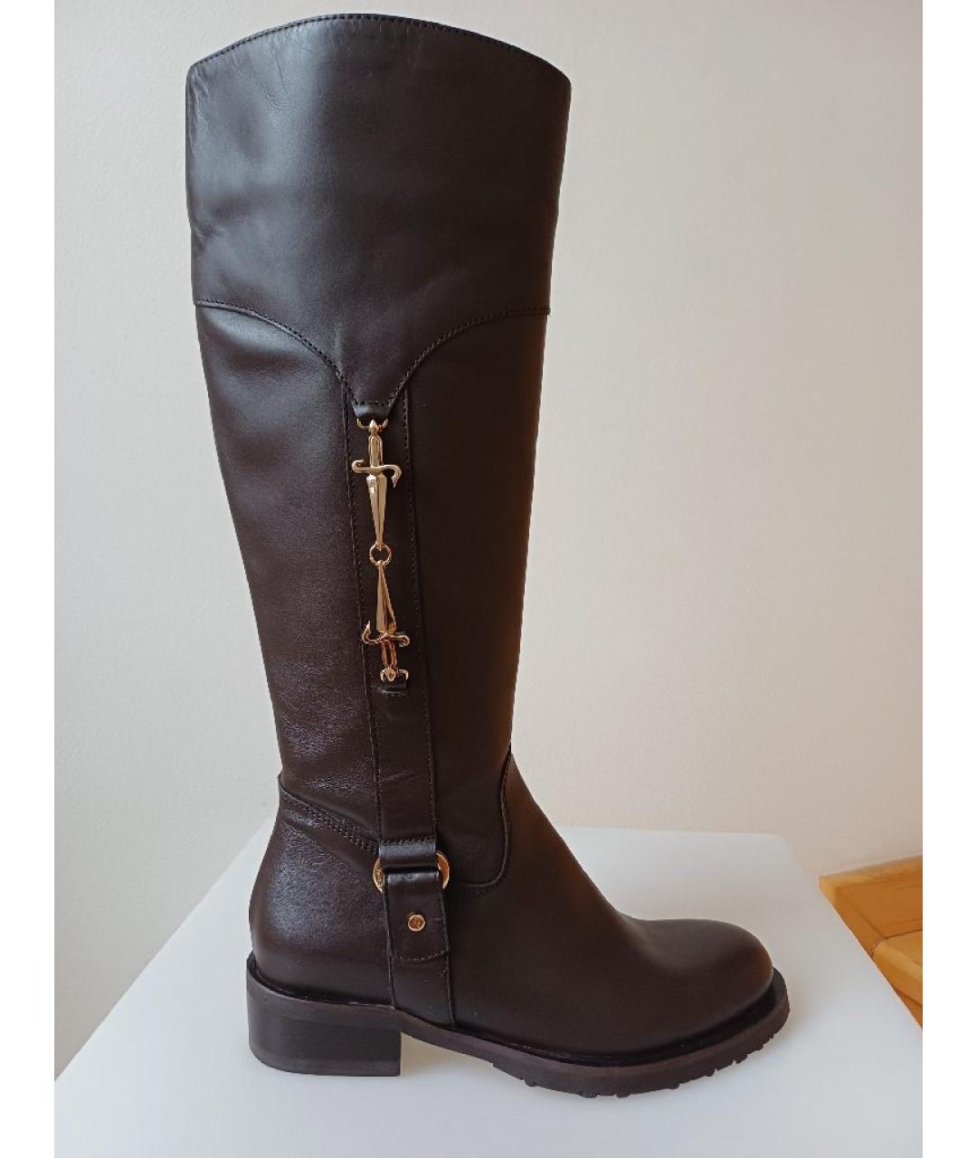 CESARE PACIOTTI Коричневые кожаные сапоги, фото 9