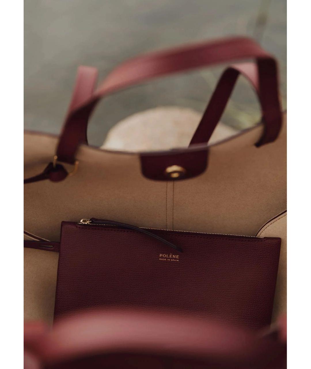 POLENE Бордовая кожаная сумка на плечо, фото 3