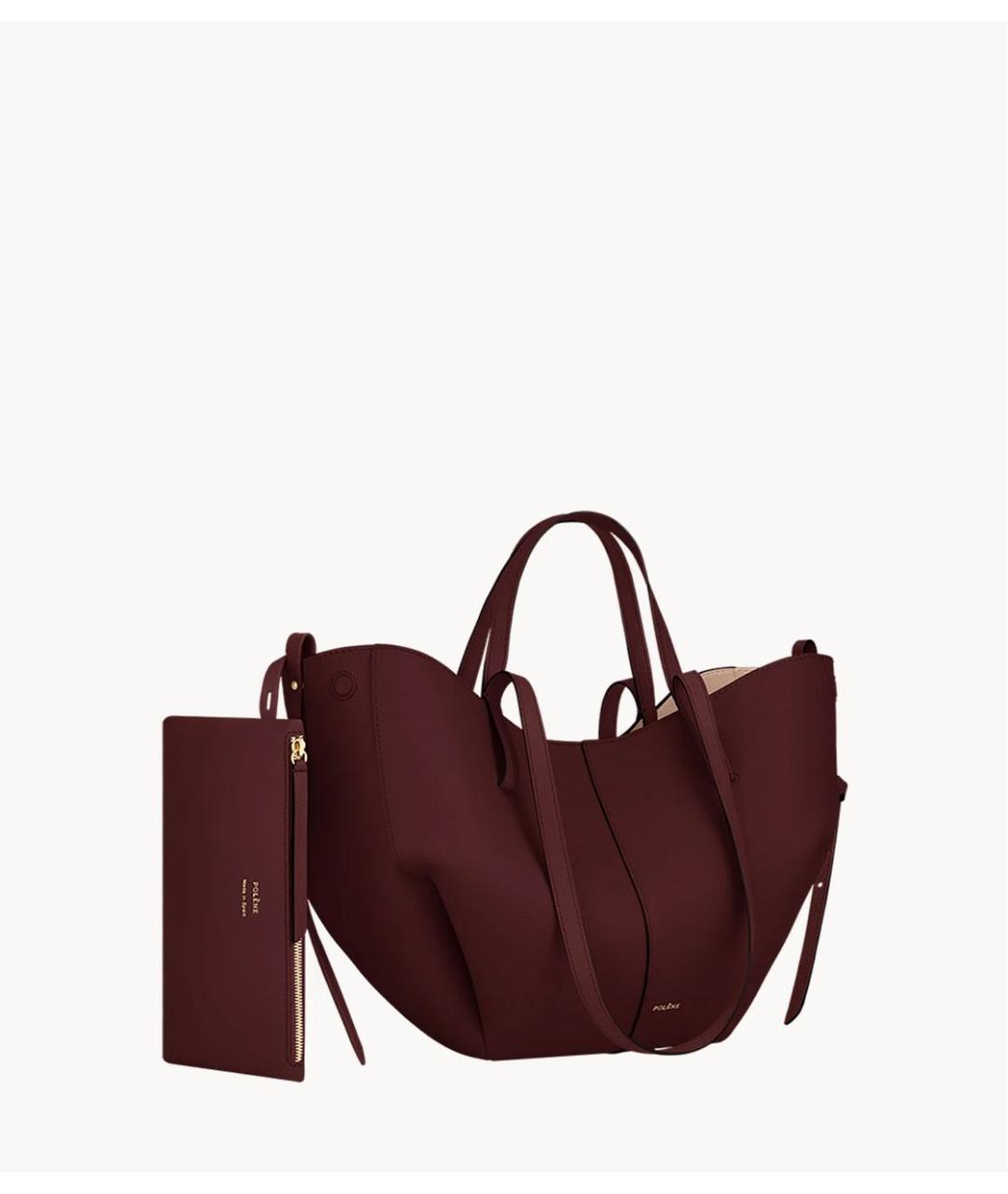 POLENE Бордовая кожаная сумка на плечо, фото 1