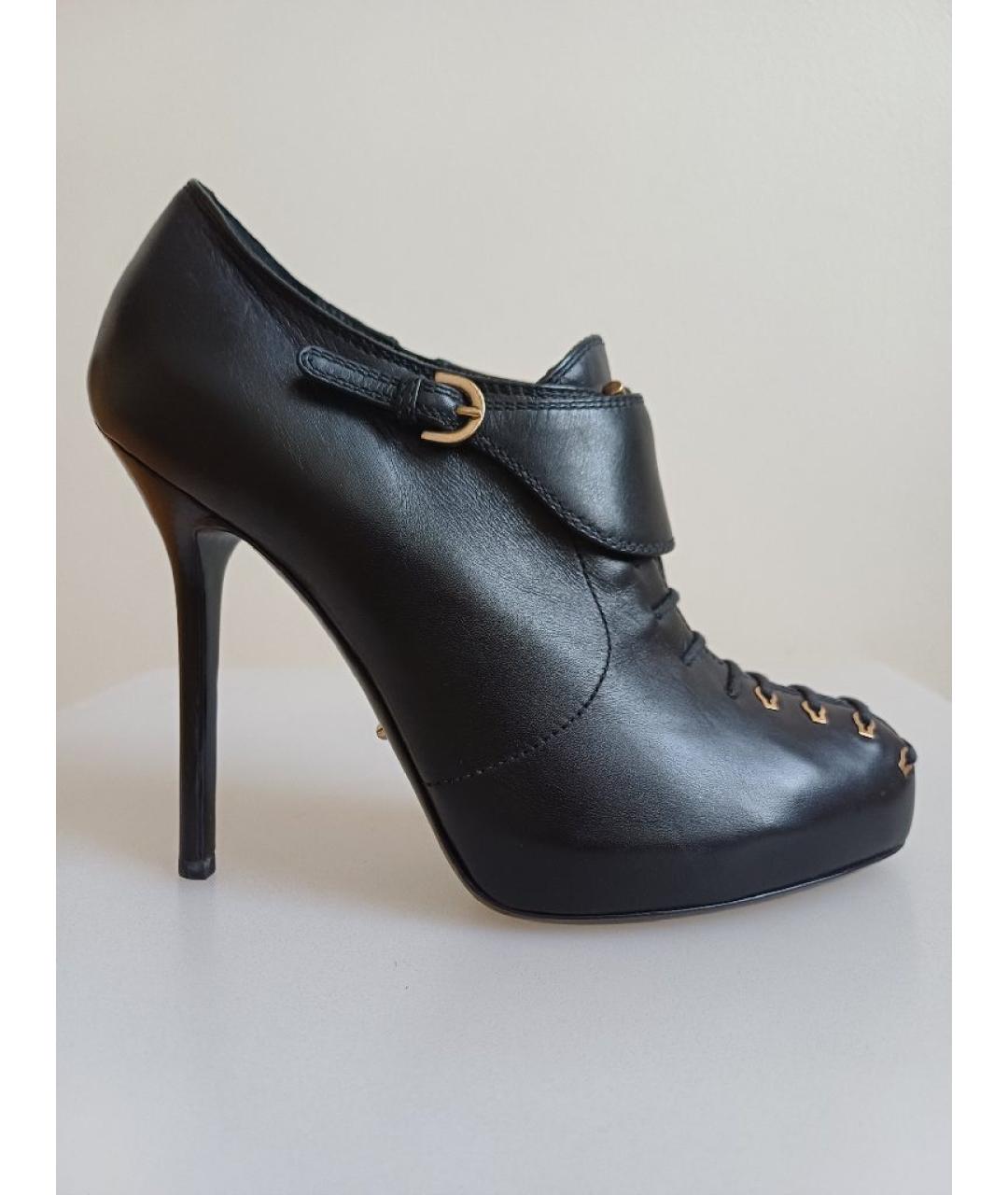 SERGIO ROSSI Черные кожаные ботильоны, фото 10