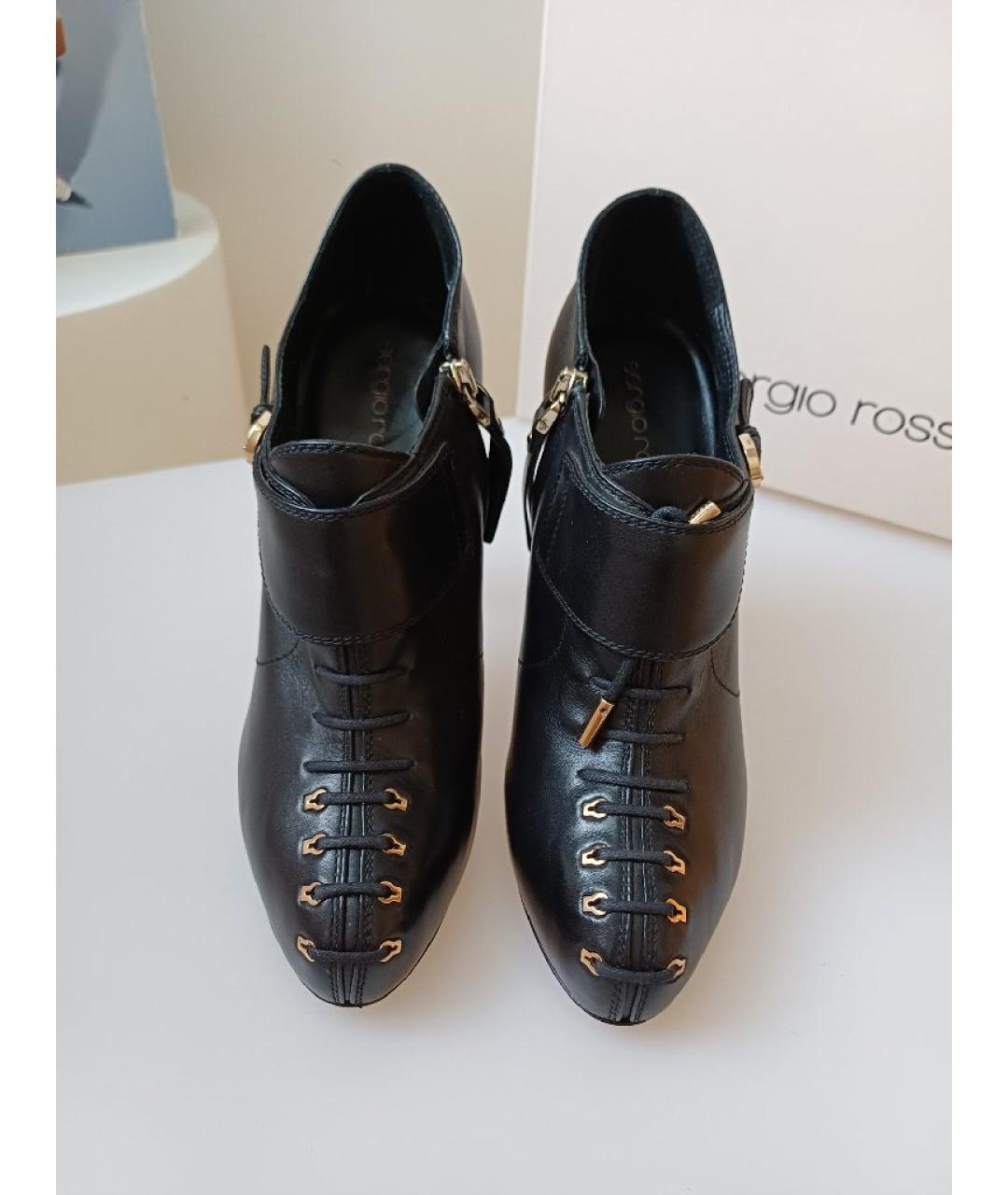 SERGIO ROSSI Черные кожаные ботильоны, фото 7