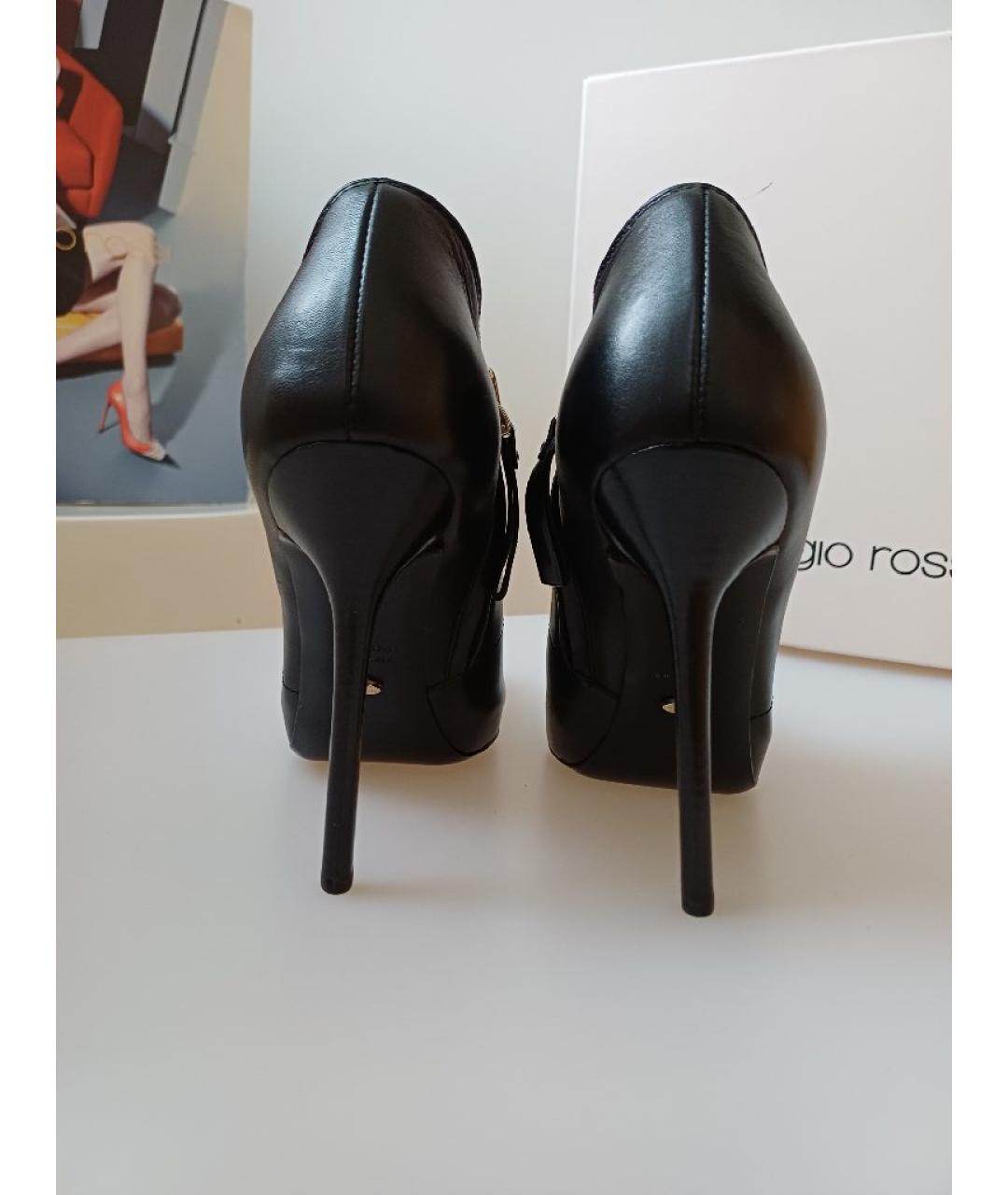 SERGIO ROSSI Черные кожаные ботильоны, фото 8
