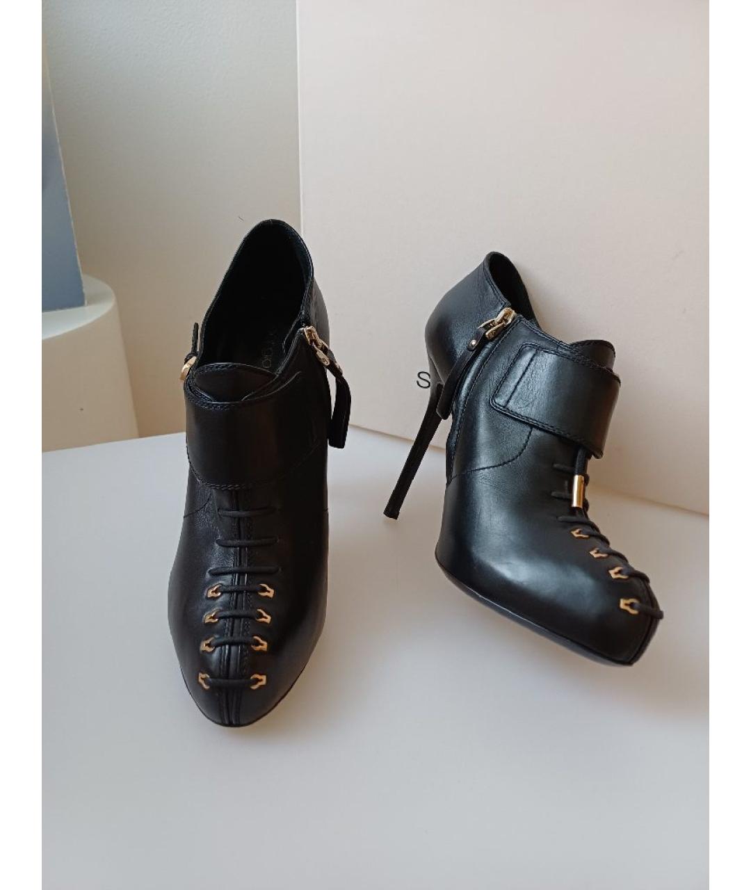 SERGIO ROSSI Черные кожаные ботильоны, фото 4