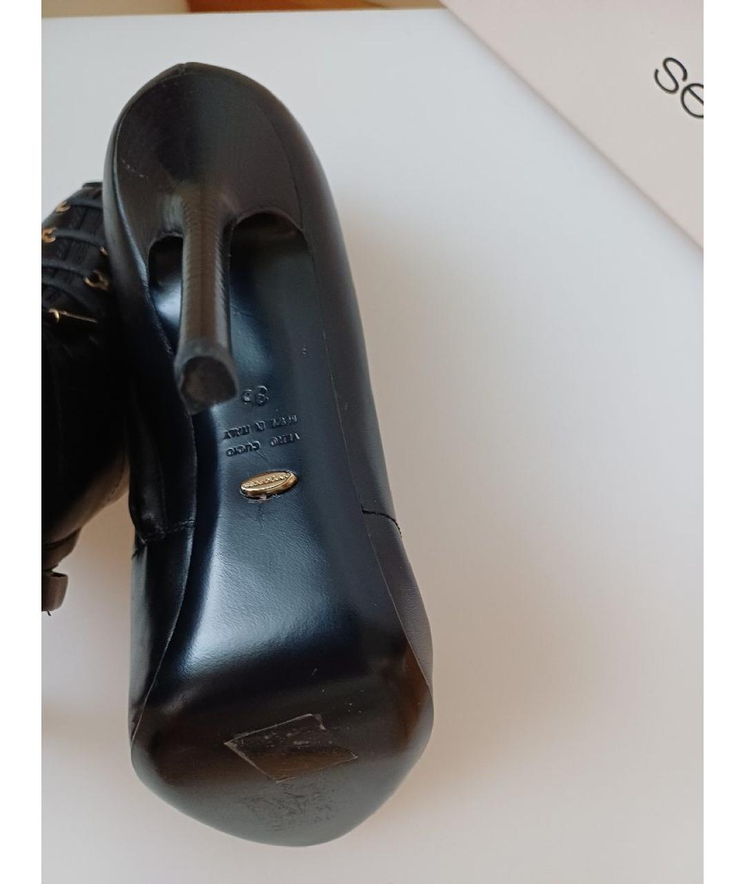 SERGIO ROSSI Черные кожаные ботильоны, фото 9