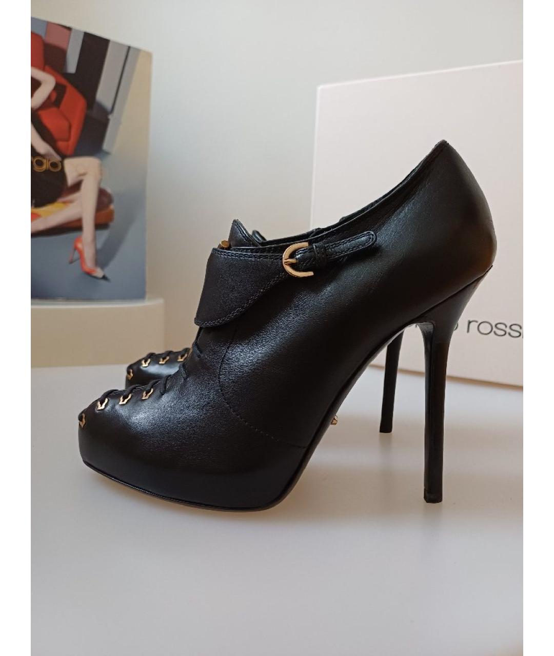 SERGIO ROSSI Черные кожаные ботильоны, фото 3