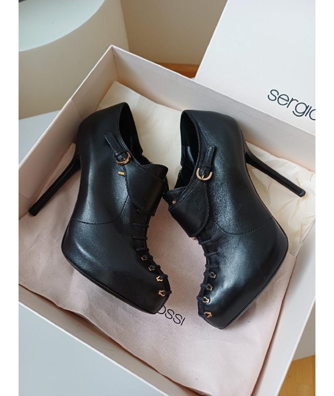 SERGIO ROSSI Черные кожаные ботильоны, фото 6