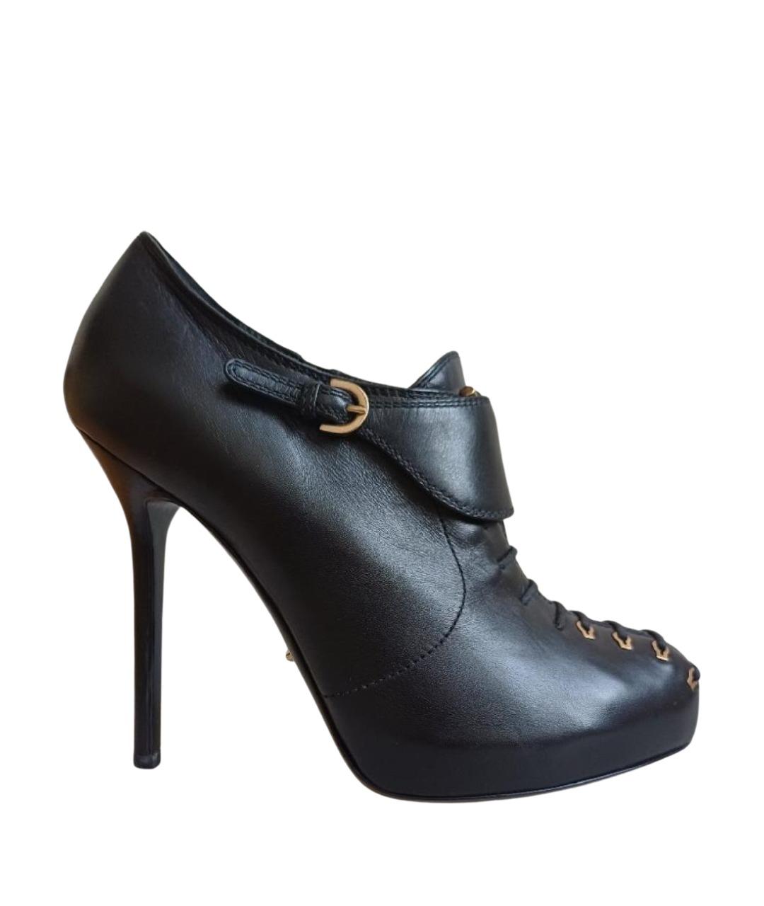 SERGIO ROSSI Черные кожаные ботильоны, фото 1