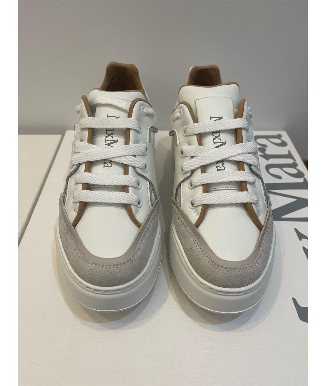 MAX MARA Белые кожаные кроссовки, фото 2