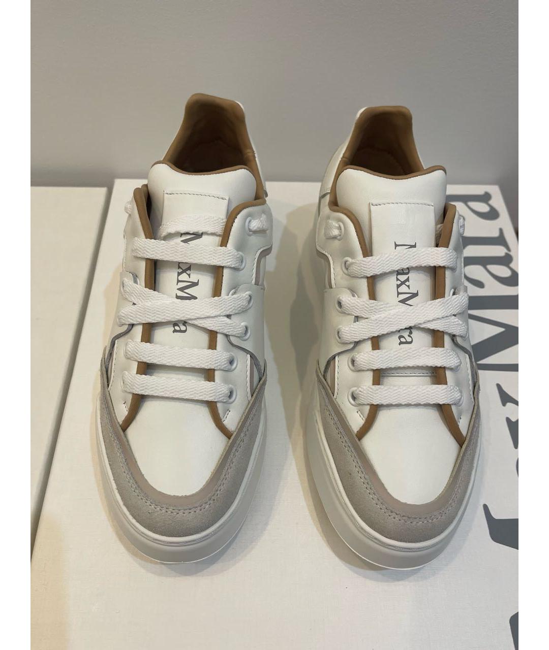 MAX MARA Белые кожаные кроссовки, фото 7