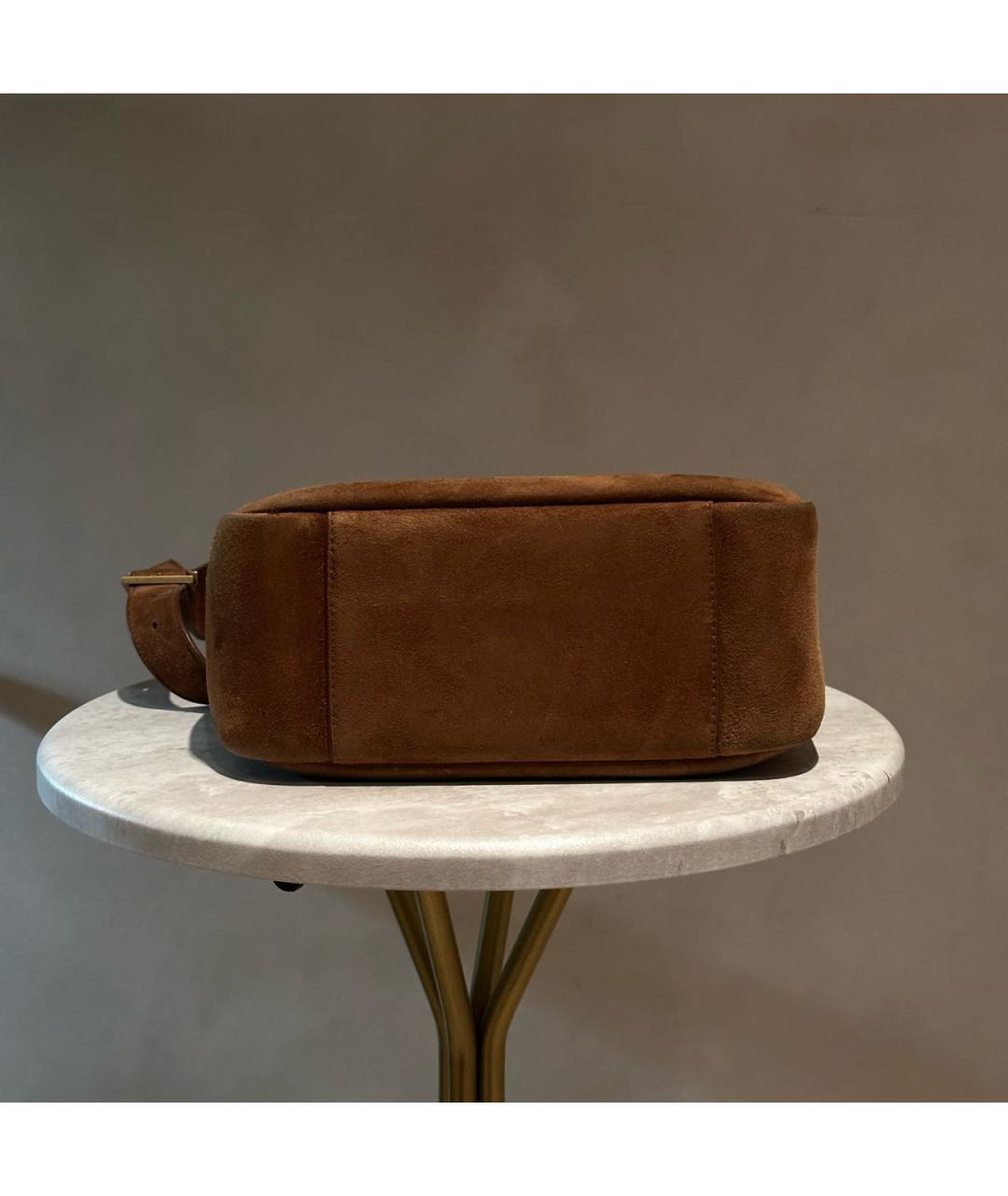 SAINT LAURENT Коричневая замшевая сумка через плечо, фото 7