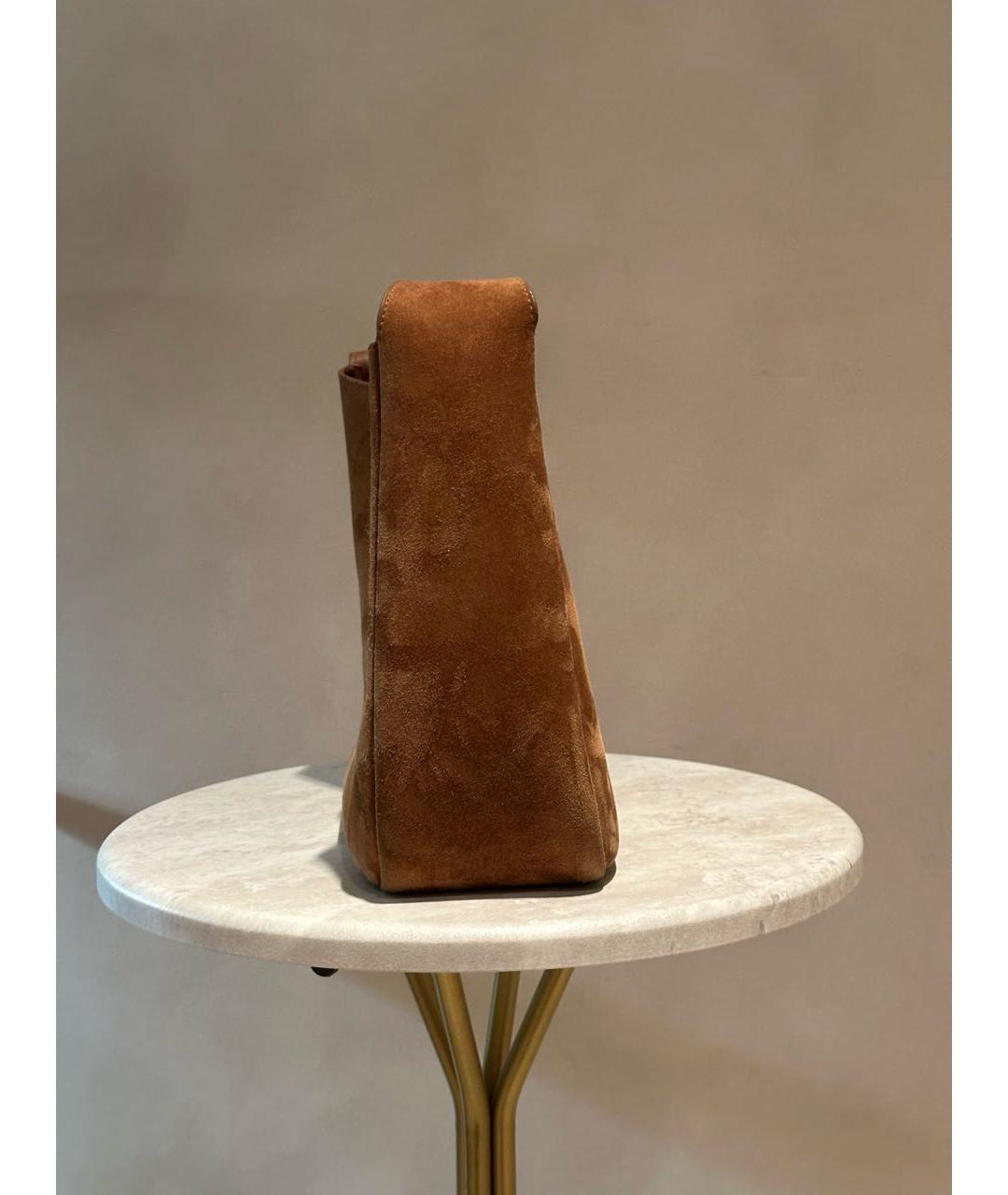 SAINT LAURENT Коричневая замшевая сумка через плечо, фото 2