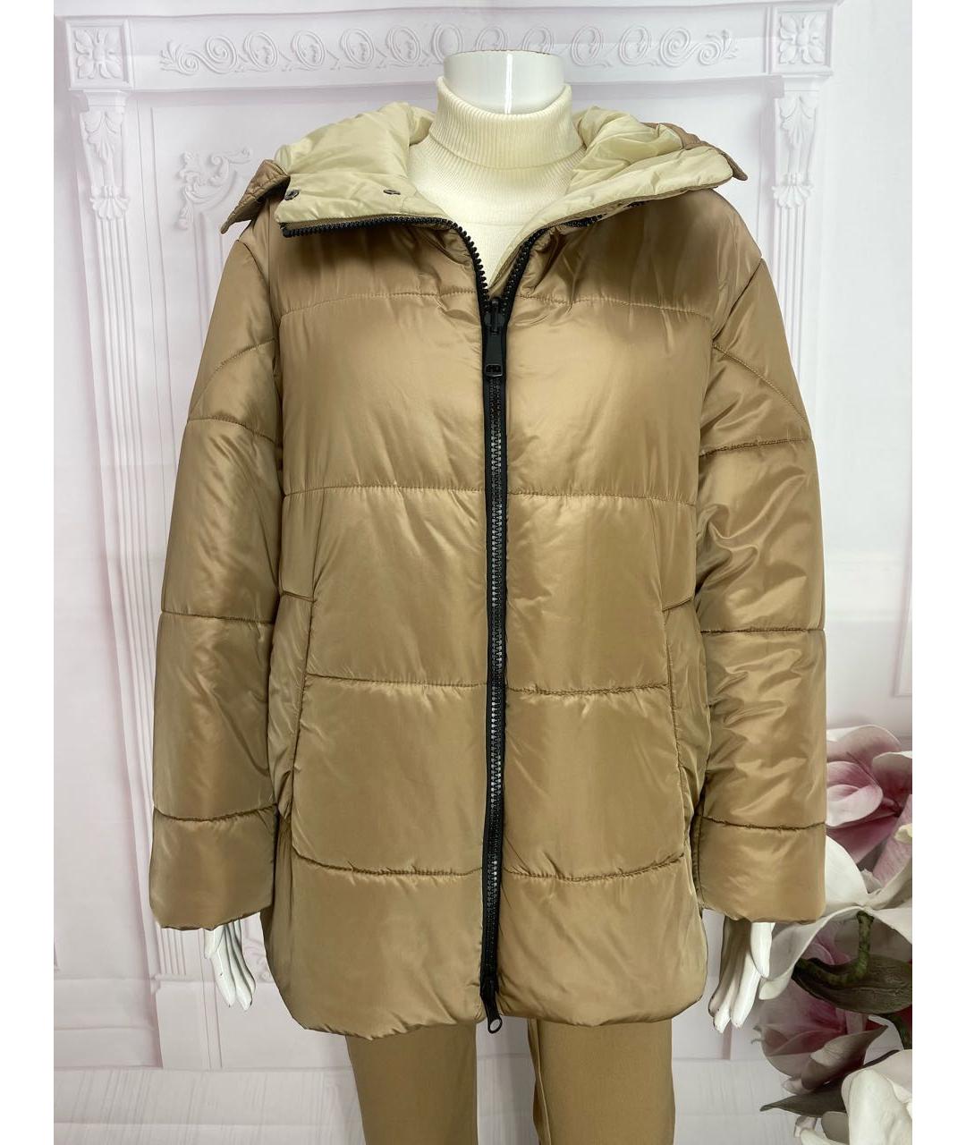 WEEKEND MAX MARA Бежевый полиэстеровый пуховик, фото 8