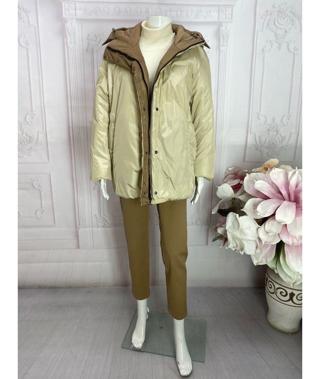 WEEKEND MAX MARA Бежевый полиэстеровый пуховик, фото 6