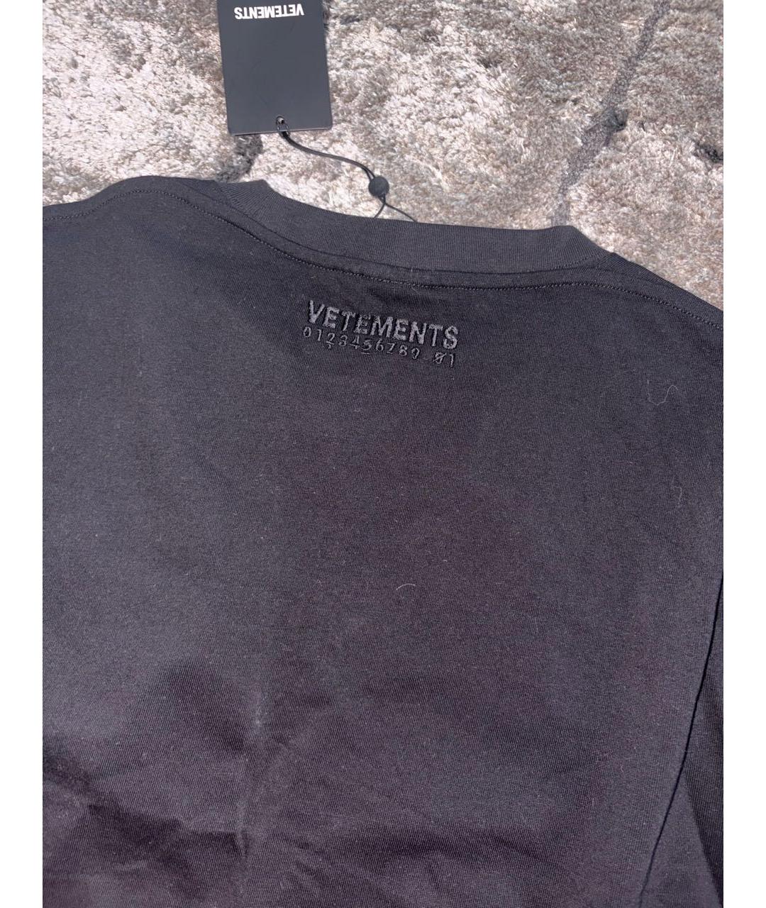 VETEMENTS Черная хлопковая футболка, фото 2