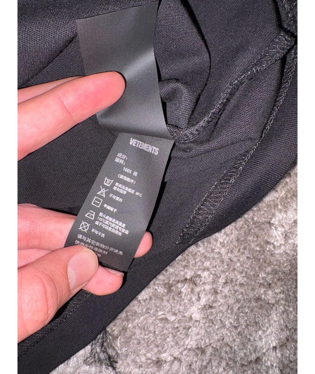 VETEMENTS Черная хлопковая футболка, фото 8