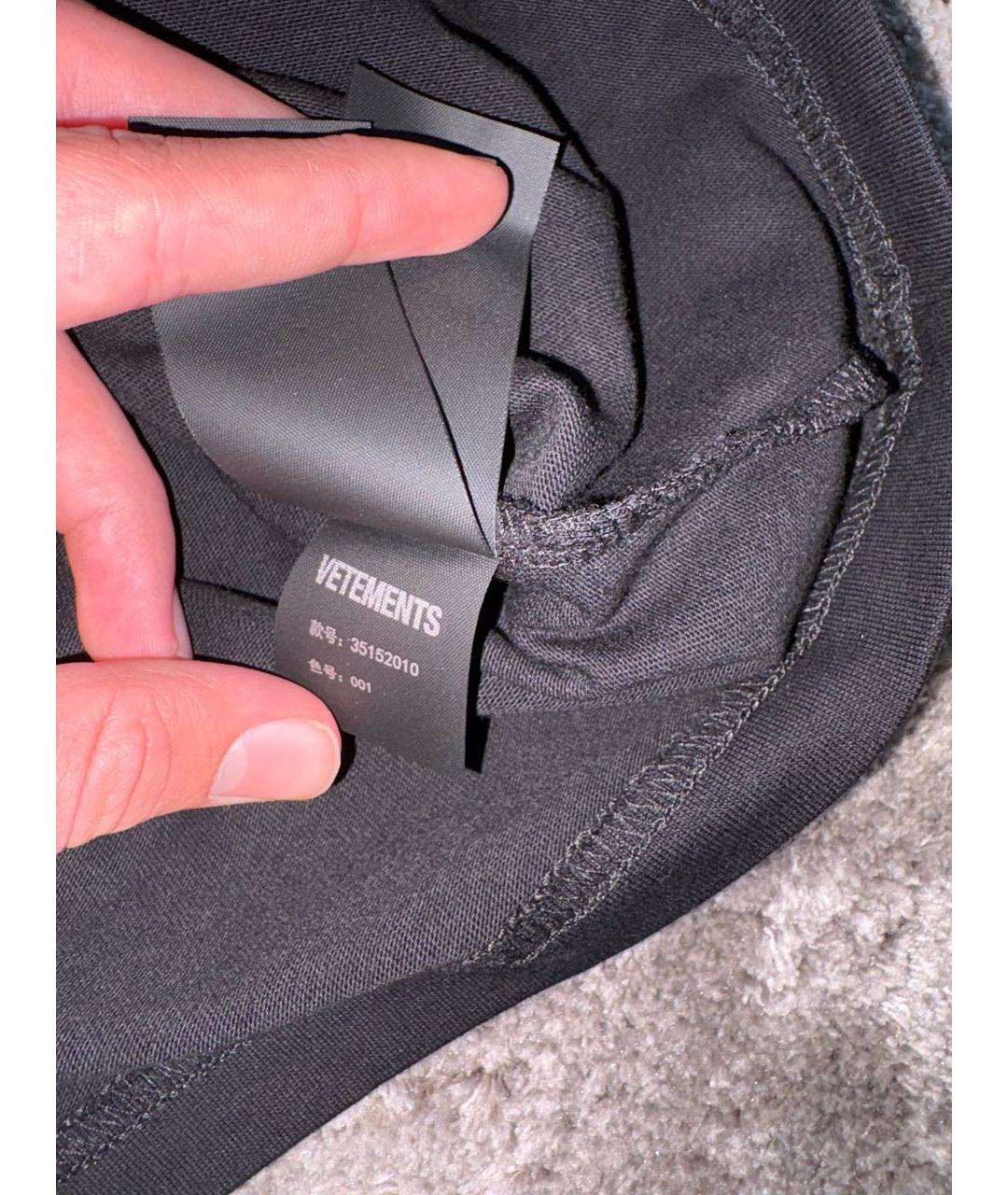 VETEMENTS Черная хлопковая футболка, фото 7