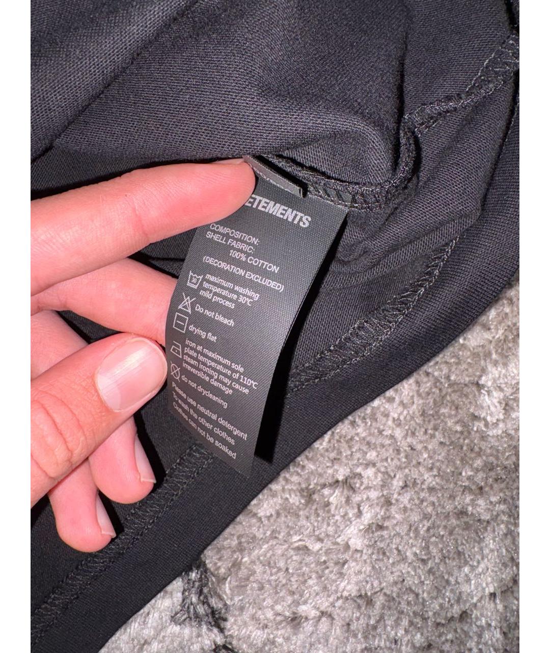 VETEMENTS Черная хлопковая футболка, фото 6