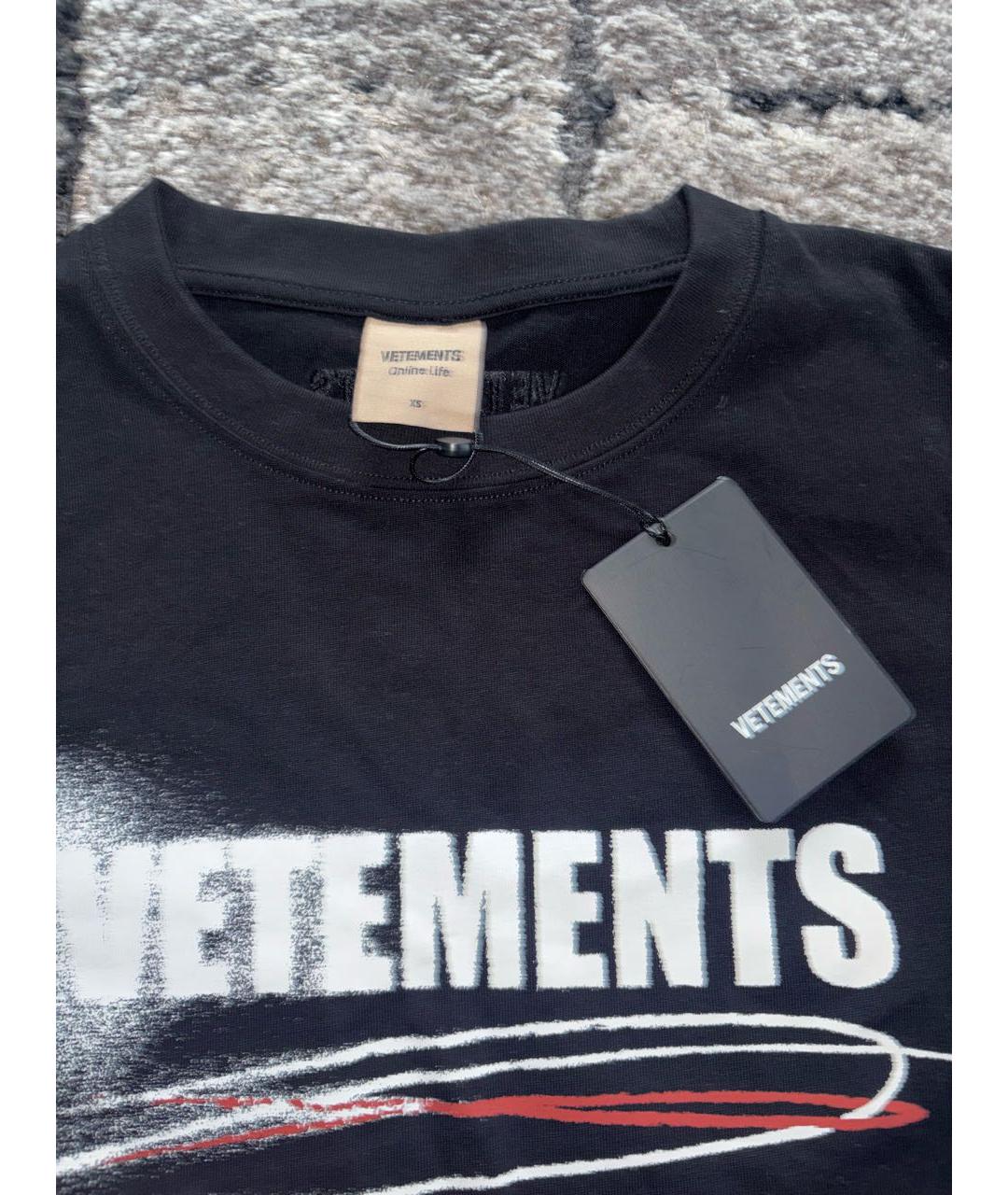 VETEMENTS Черная хлопковая футболка, фото 3