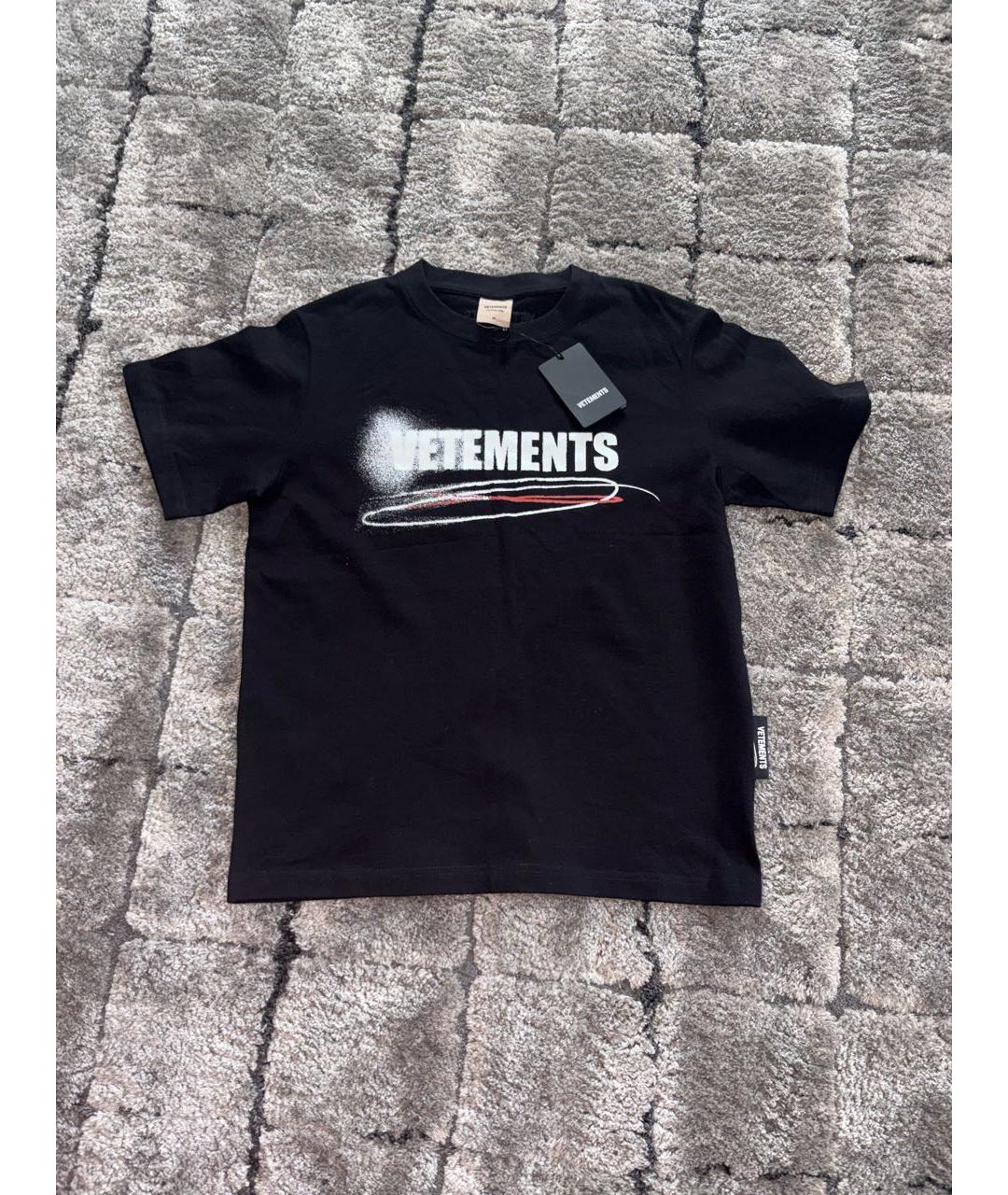 VETEMENTS Черная хлопковая футболка, фото 9