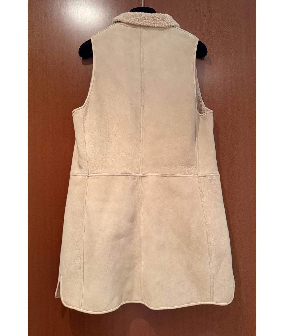 LORO PIANA Бежевый кожаный жилет, фото 3