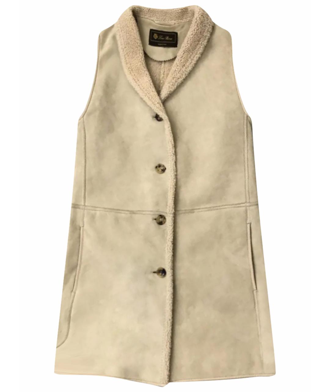 LORO PIANA Бежевый кожаный жилет, фото 1