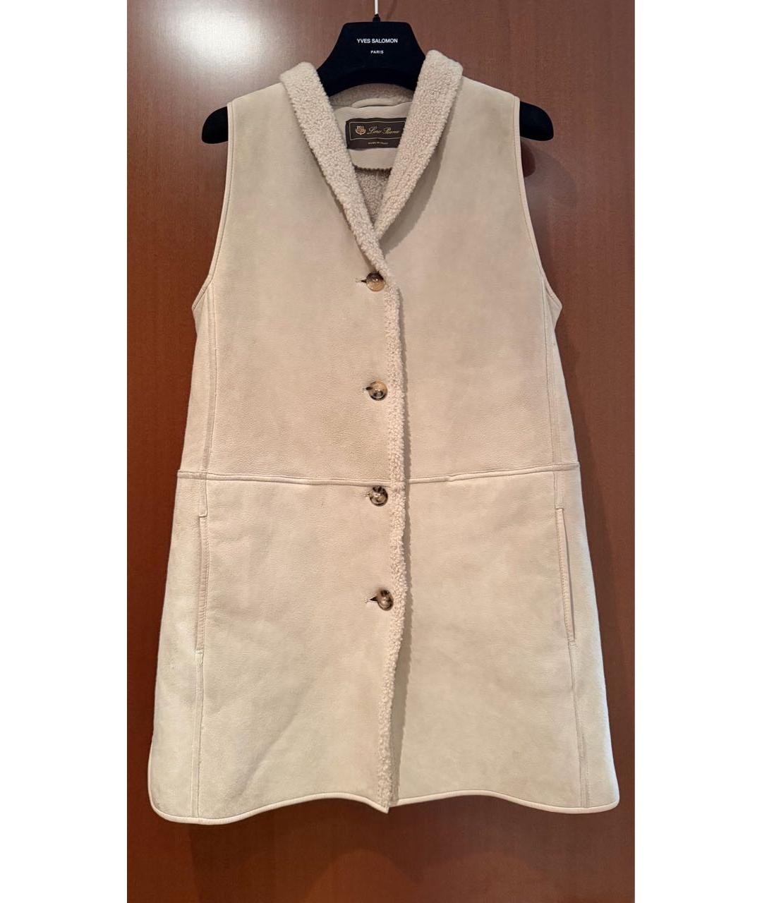 LORO PIANA Бежевый кожаный жилет, фото 8