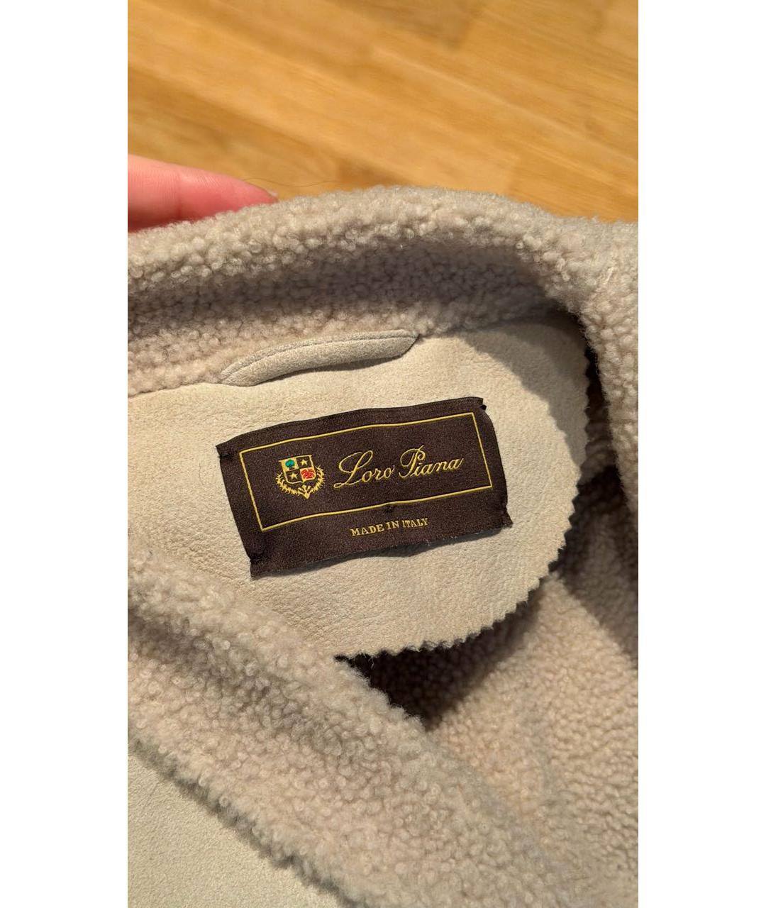 LORO PIANA Бежевый кожаный жилет, фото 4