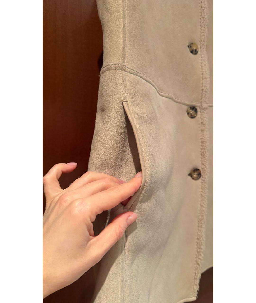 LORO PIANA Бежевый кожаный жилет, фото 7