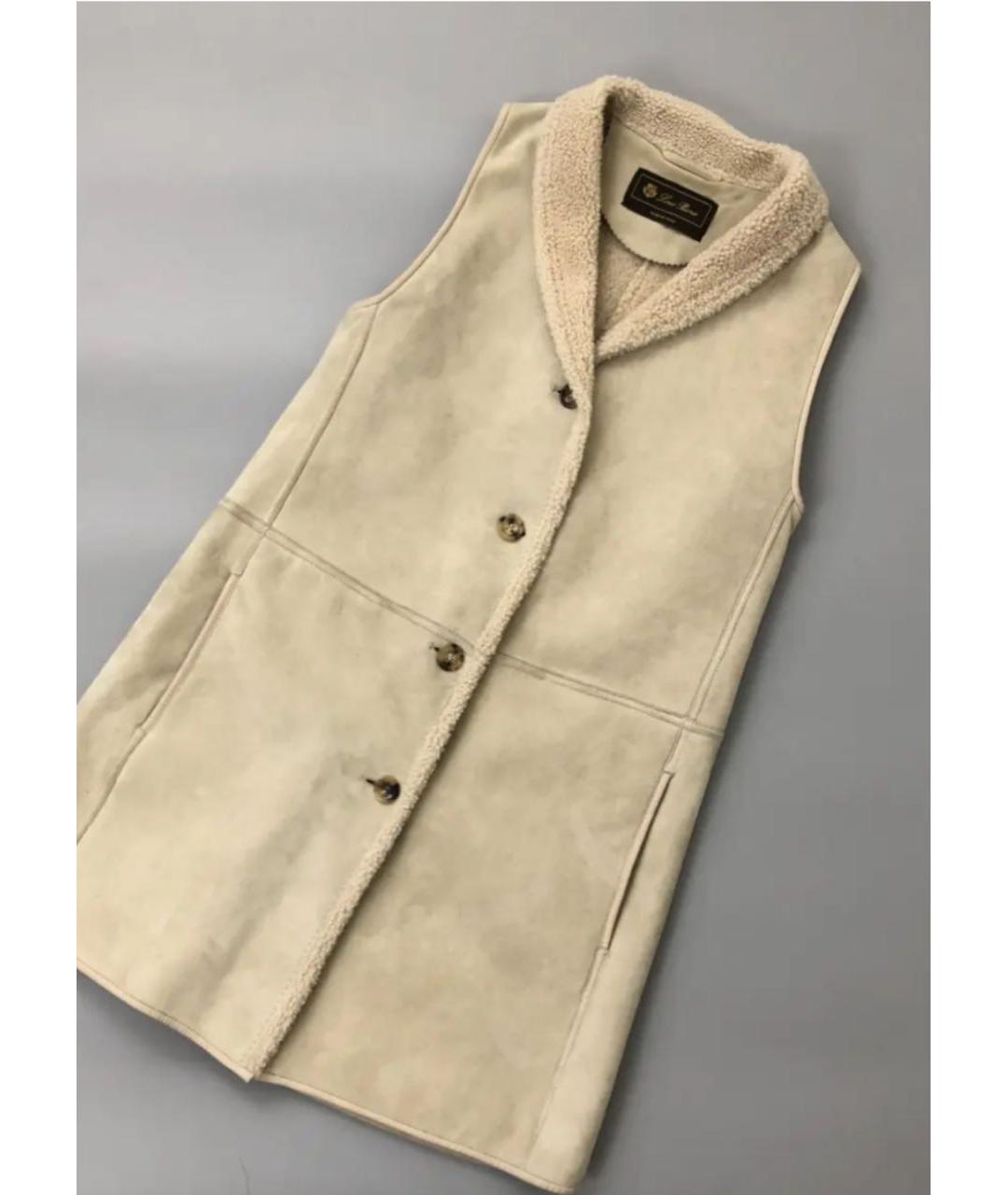 LORO PIANA Бежевый кожаный жилет, фото 2