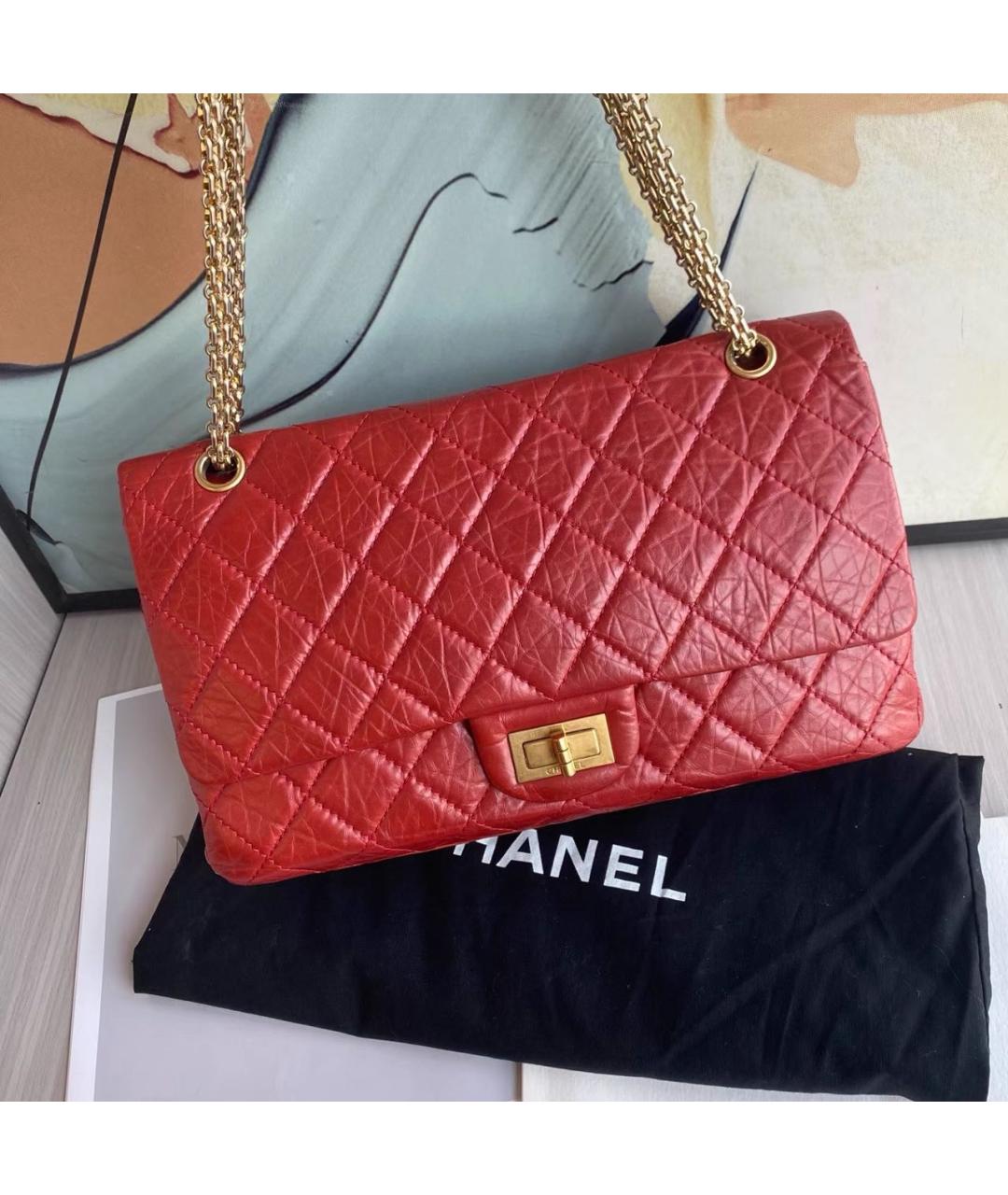 CHANEL Красная кожаная сумка через плечо, фото 3