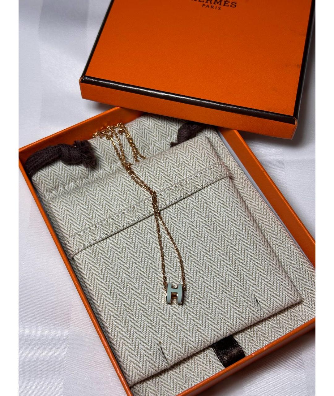 HERMES Бирюзовое металлическое колье, фото 4