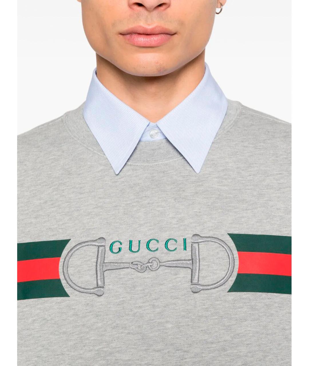 GUCCI Серый хлопковый джемпер / свитер, фото 3